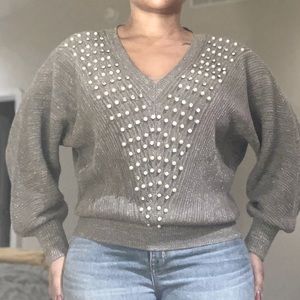 Beaded neck sweater